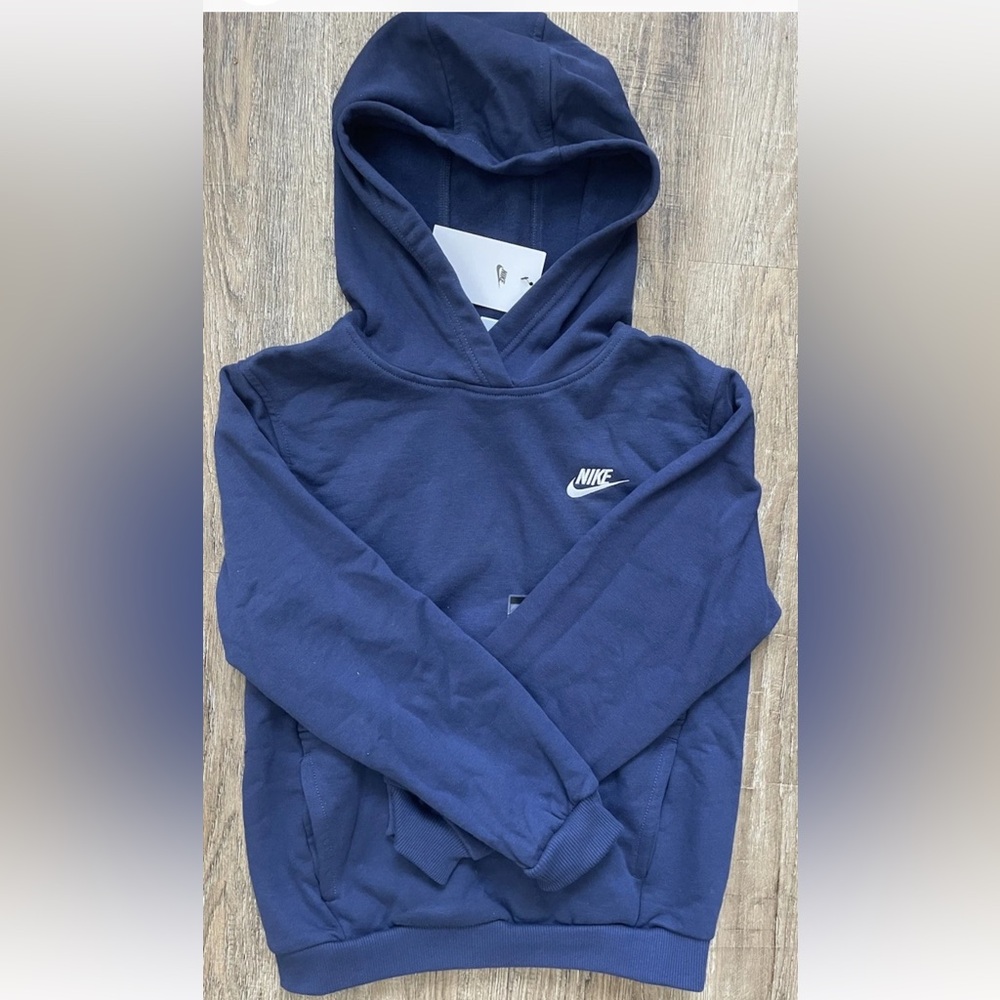 Nike Kids Fleece Pullover Hoodie Navy Blue Sz Small FD3000-410